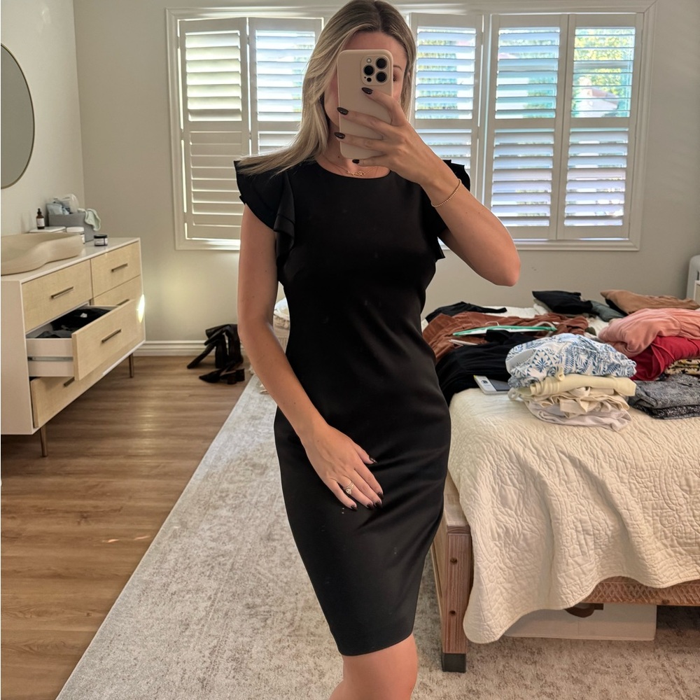 Tommy Hilfiger ruffle sleeve black dress